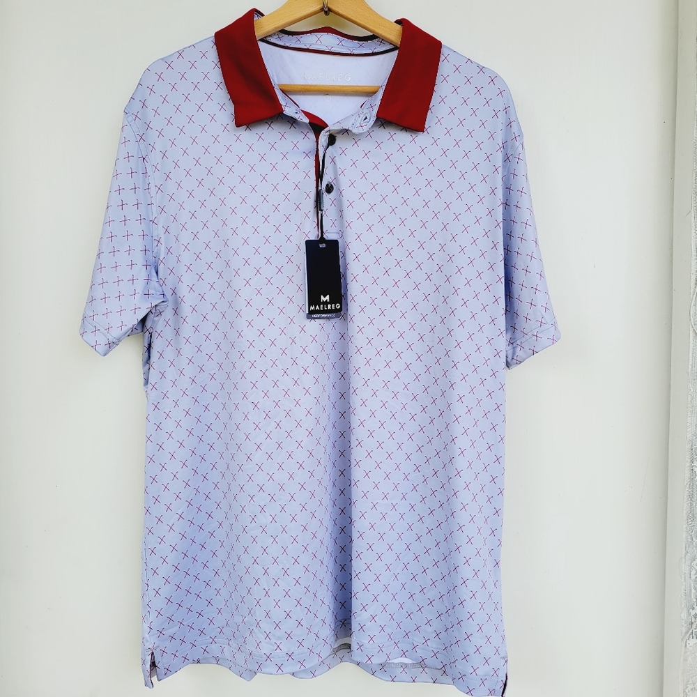 Maelreg Abstract Golf Club Short Sleeve Performance Polo Stretch size Large